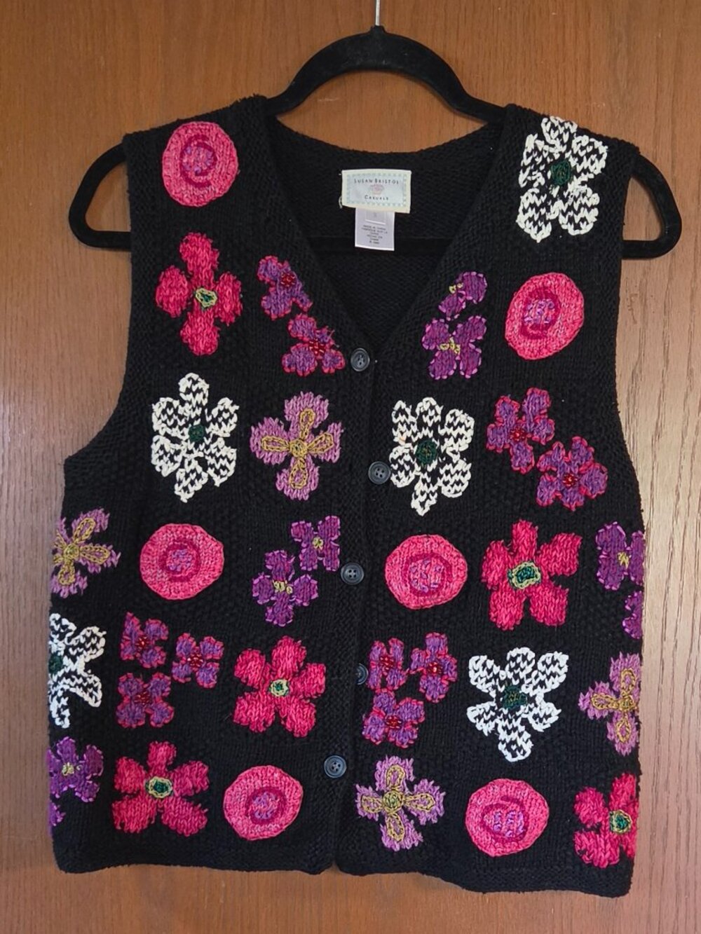 Susan Bristol Casuals- Women's Knit Button Up Sweater Vest- Women's Size Small